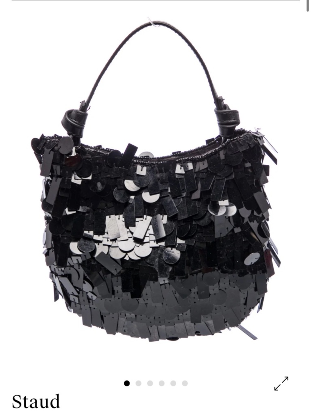 Staud Crescent Mini sequined  bag In Black